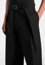 Charles - Wide Fit Wrap Leg Tailored Trousers - Black