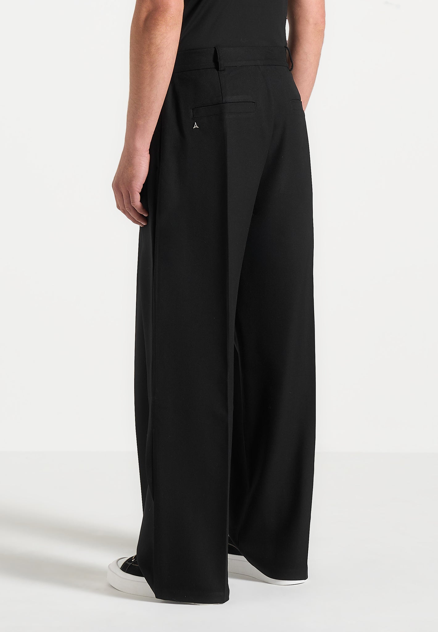 Charles - Wide Fit Wrap Leg Tailored Trousers - Black