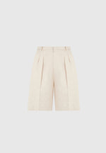 Lorette - Linen Double Pleat Shorts - Natural