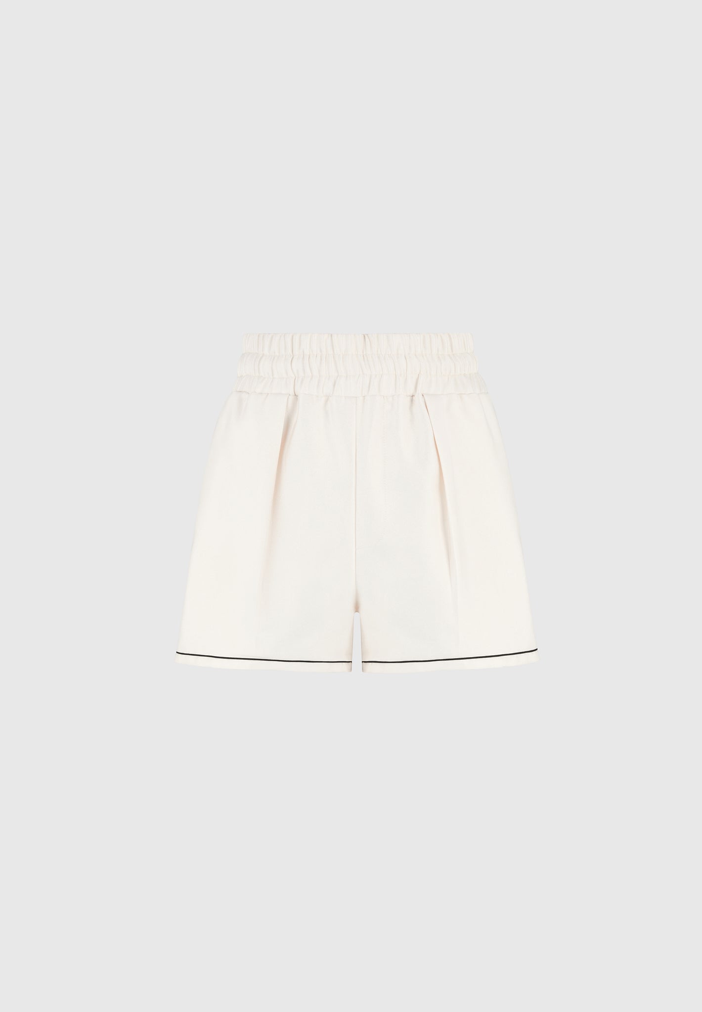 Melanie - Satin Shorts with Piping - Off White