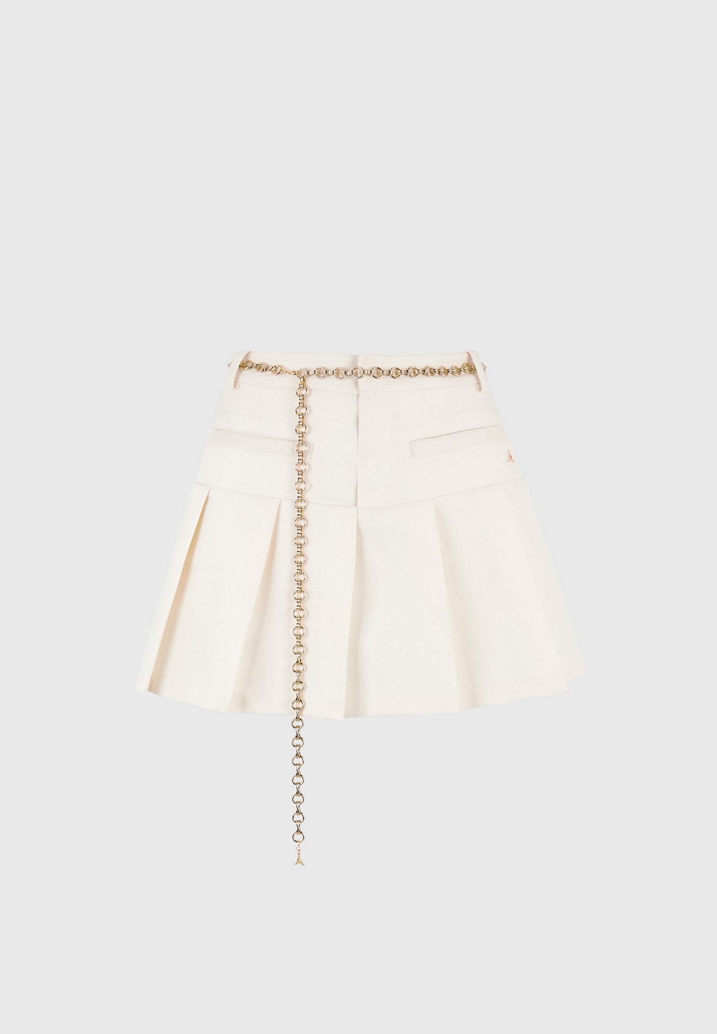 Elise - Tailored Pleated Skort with Belt - Cream