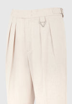 Pierre - Relaxed Fit Linen Pleated Tailored Trousers - Natural