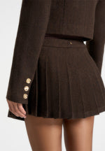 Joëlle - Wool Asymmetric Pleated Mini Skirt - Brown