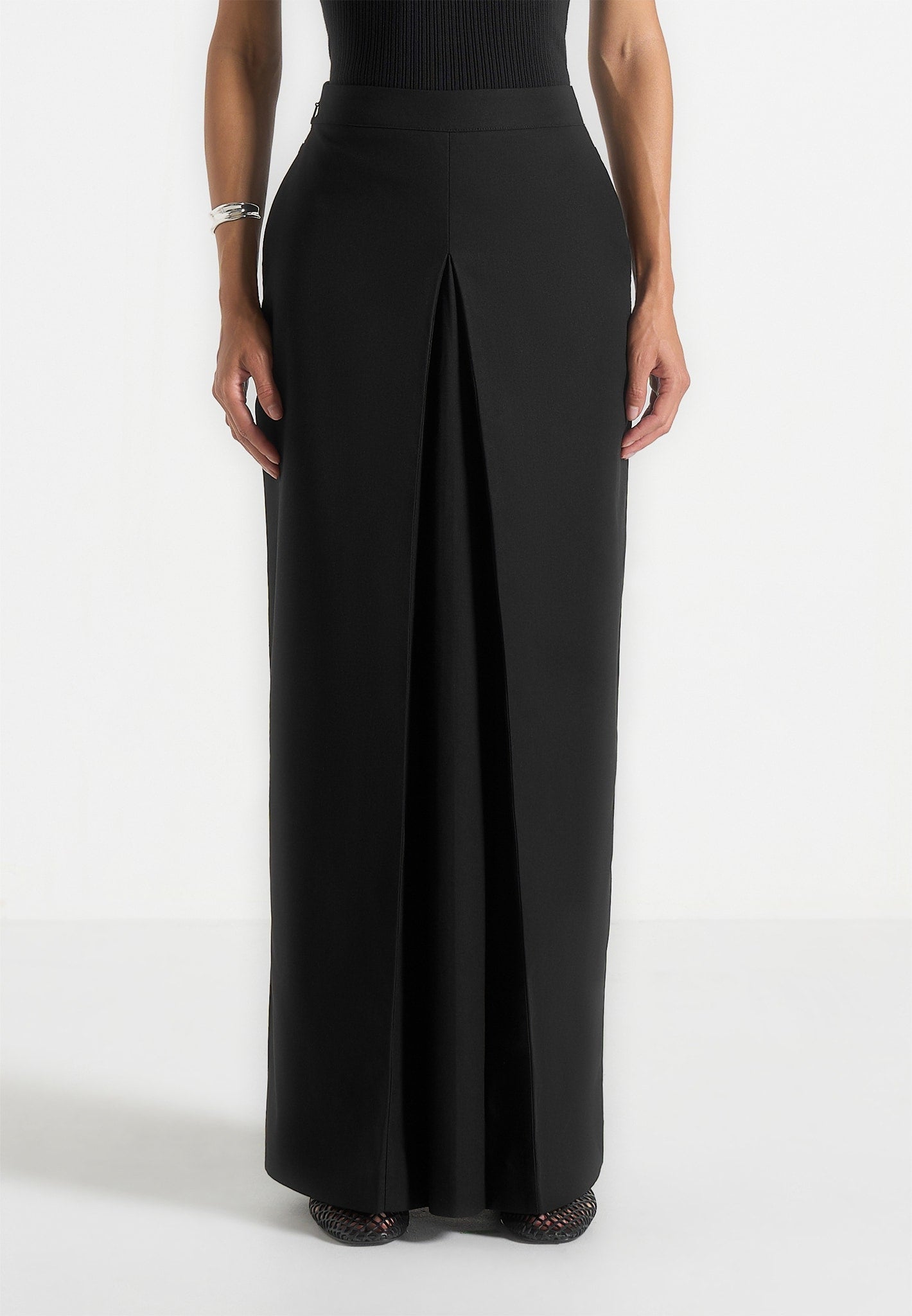 Regine - Tailored A-Line Maxi Skirt - Black