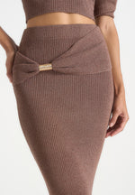 Amy - Asymmetric Midaxi Skirt With Hardware Detail - Taupe