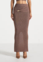 Amy - Asymmetric Midaxi Skirt With Hardware Detail - Taupe