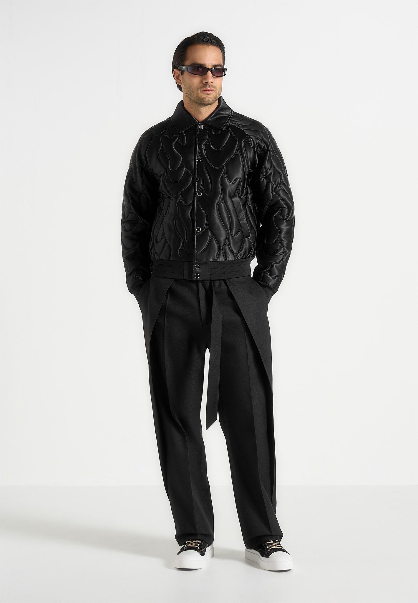 Ugo - Satin Embroidered Jacket - Black