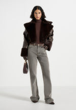 Kena - Vintage Leather & Plush 2-in-1 Gilet Jacket - Brown