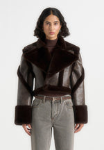 Kena - Vintage Leather & Plush 2-in-1 Gilet Jacket - Brown