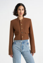 Evana - Structured Wool Jacket With Mixed Buttons - Rust