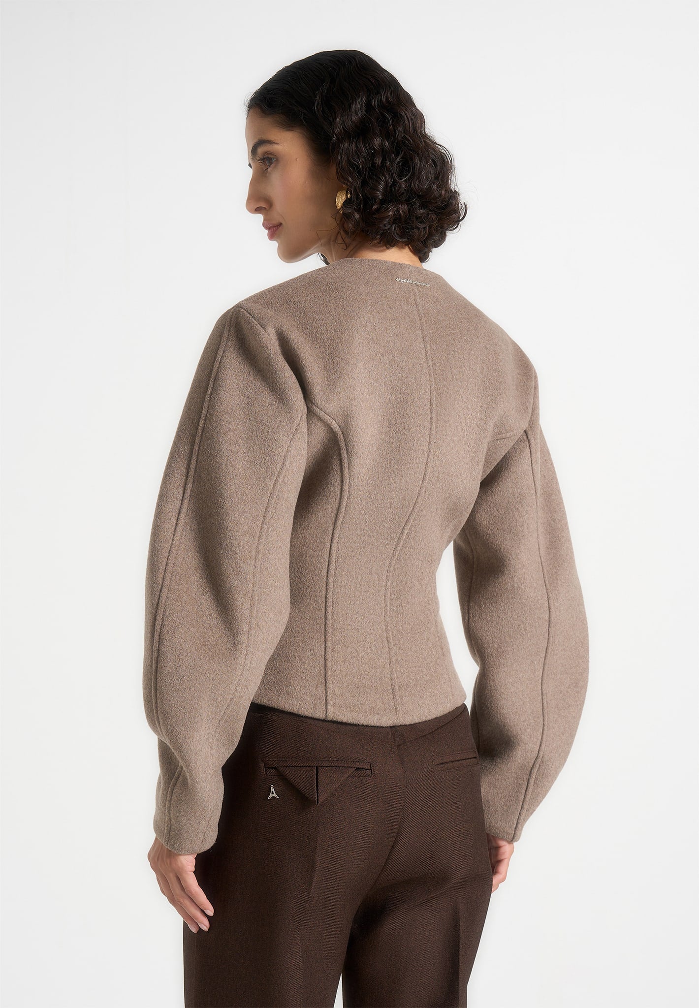 Aya - Wool Hourglass Jacket - Taupe
