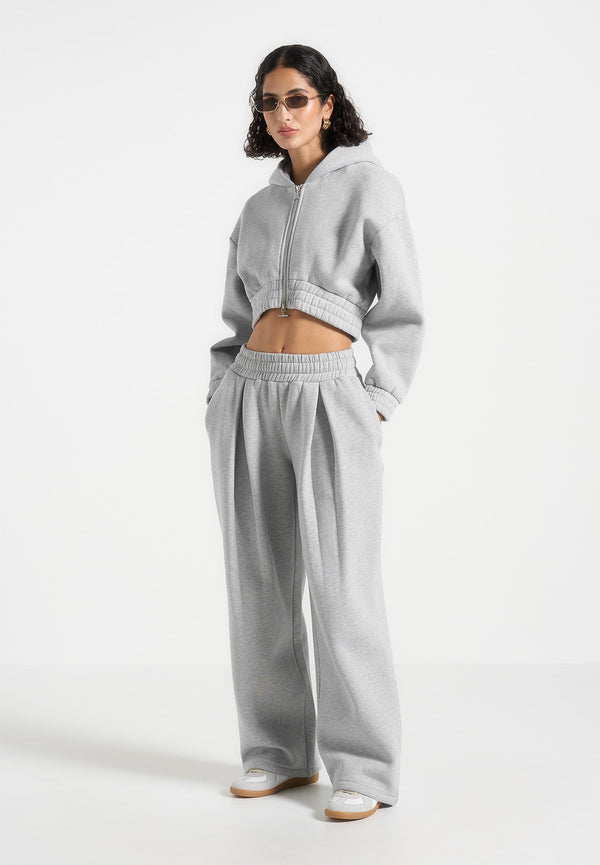 Fanny - Straight Leg Box Pleat Joggers - Grey