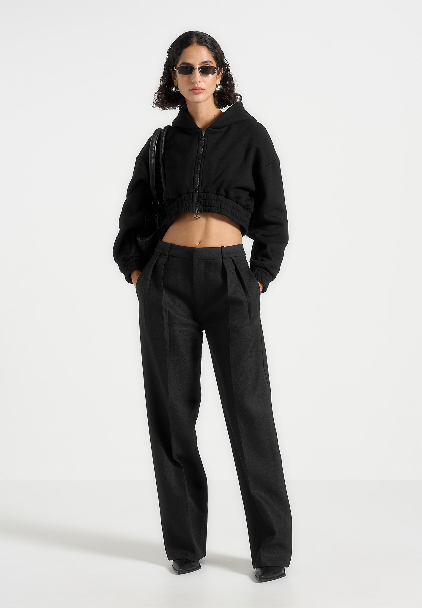 relaxed-zip-through-hoodie-black