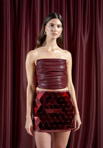 vegan-leather-mirrored-mini-skirt-wine-red