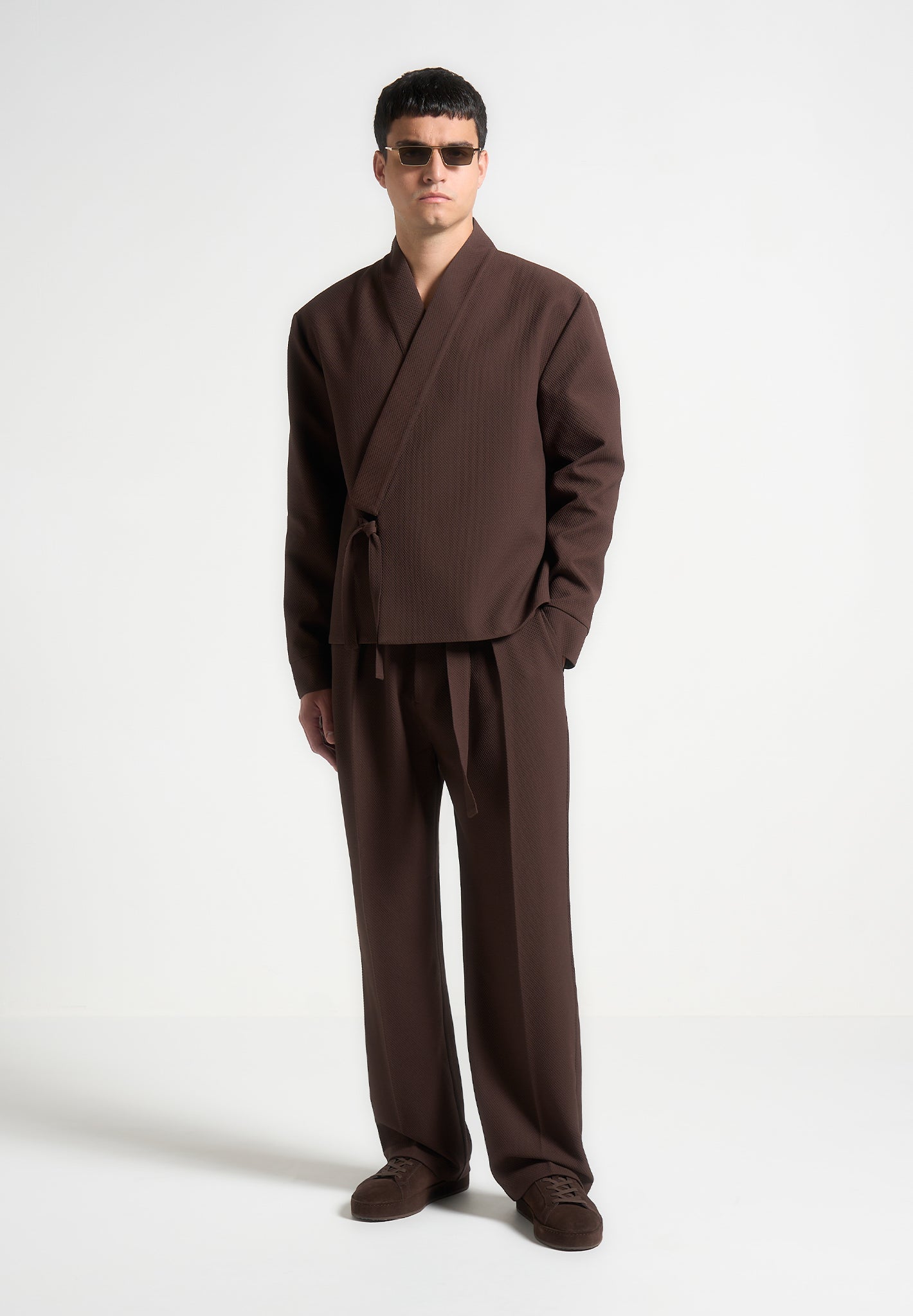 relaxed-fit-textured-belted-tailored-trousers-brown