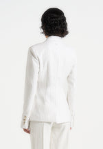 Maia - Pinstripe Double Breasted Blazer - White