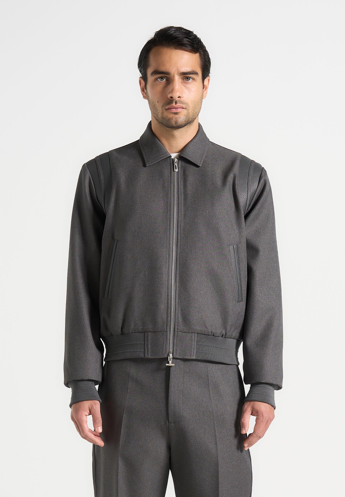 Denis - Tailored Varsity Jacket - Grey