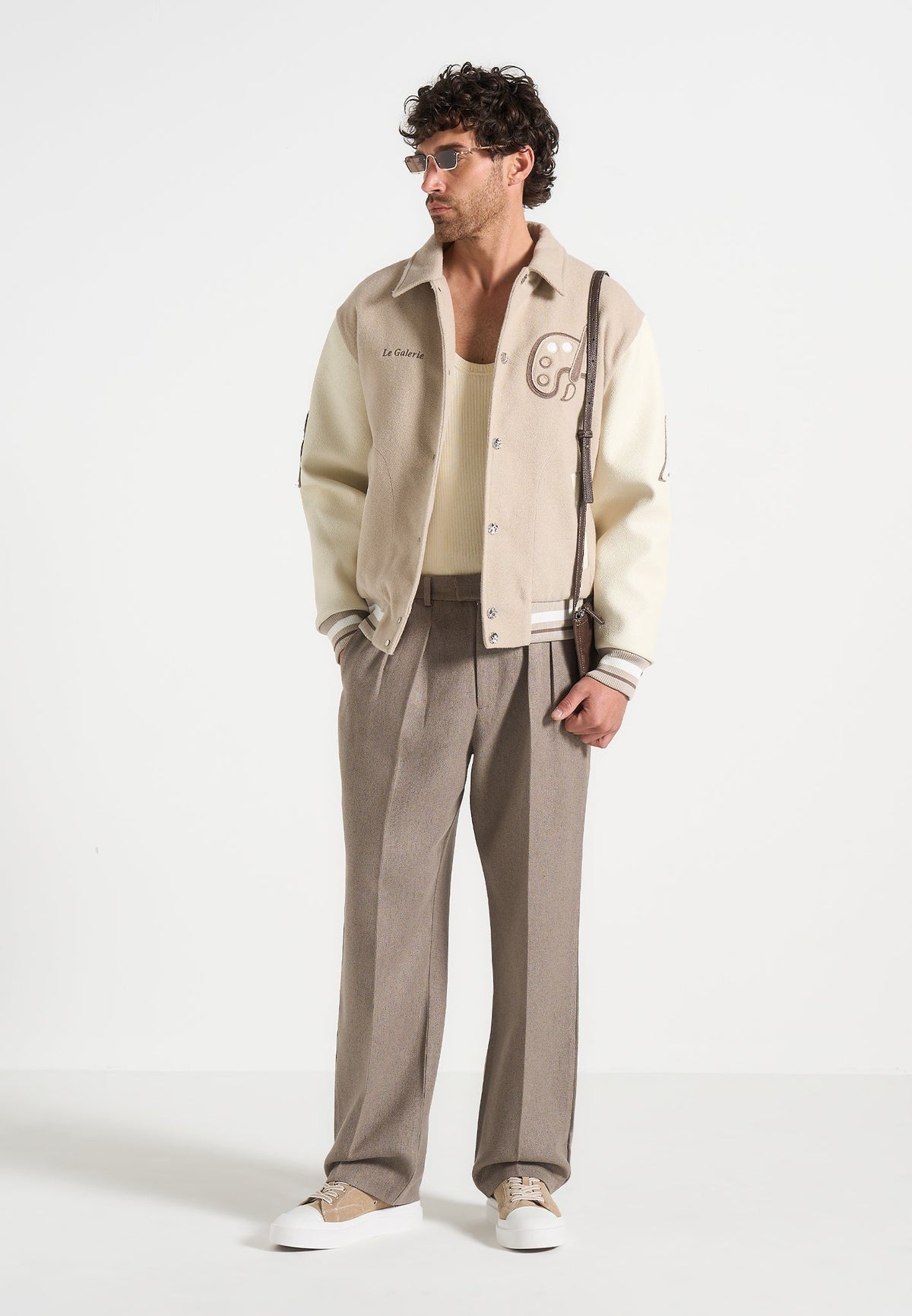 Pierre - Relaxed Fit Textured Pleated Tailored Pants - Taupe