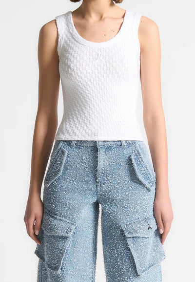 Pearl - Eiffel Knitted Tank Top - White