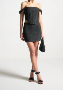 Boucle Mini Skirt - Black