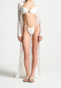 Eiffel Ruched Bikini Bottoms - Off White