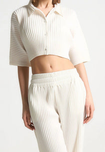 M⁠ona - Pleated Cropped Shirt - Off White
