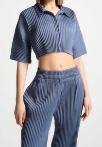 M⁠ona - Pleated Cropped Shirt - Black