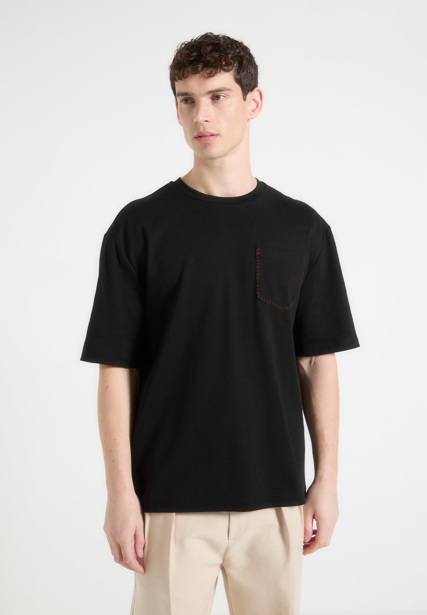 Whipstitch Pocket T-Shirt - Black
