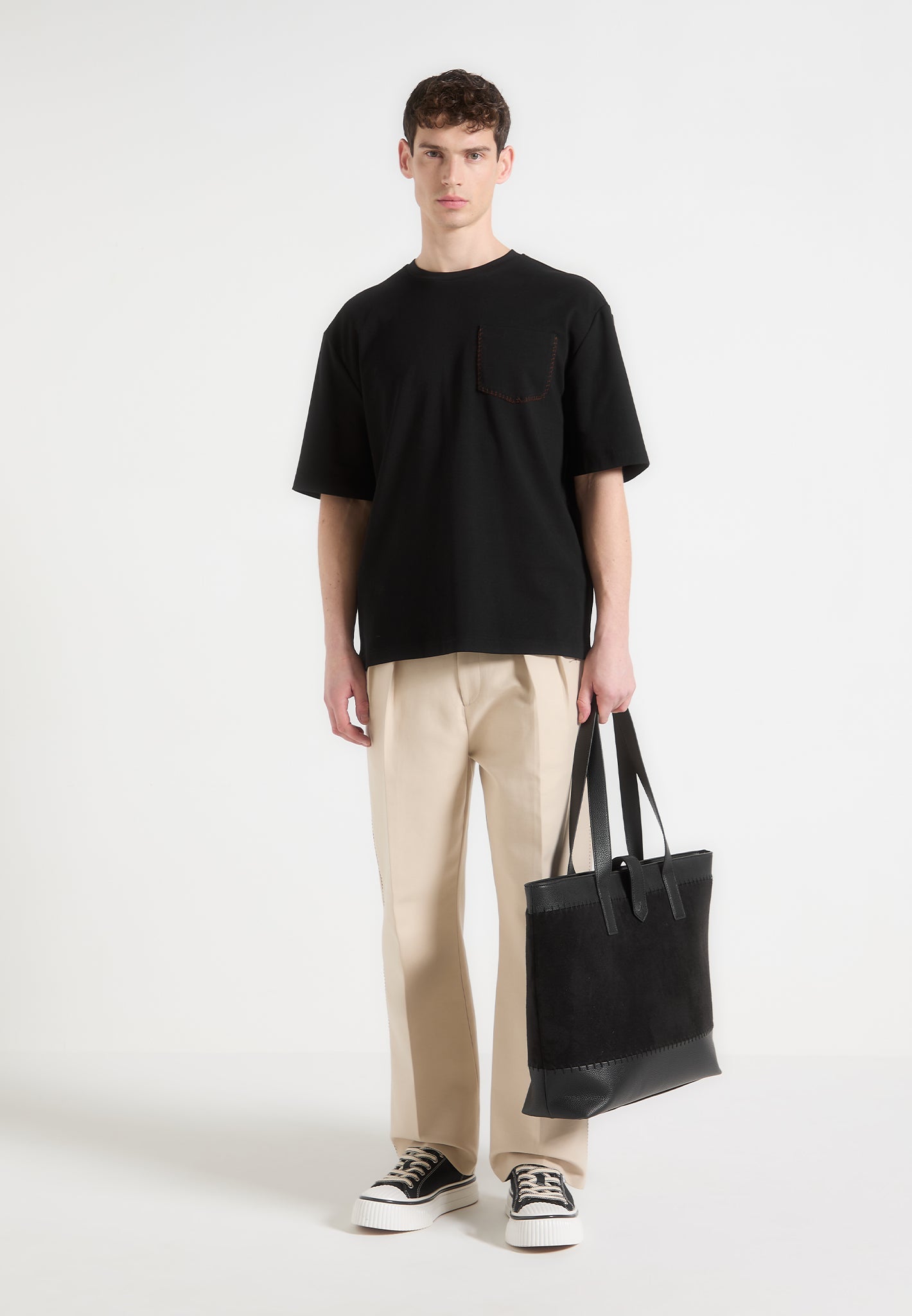 Whipstitch Pocket T-Shirt - Black