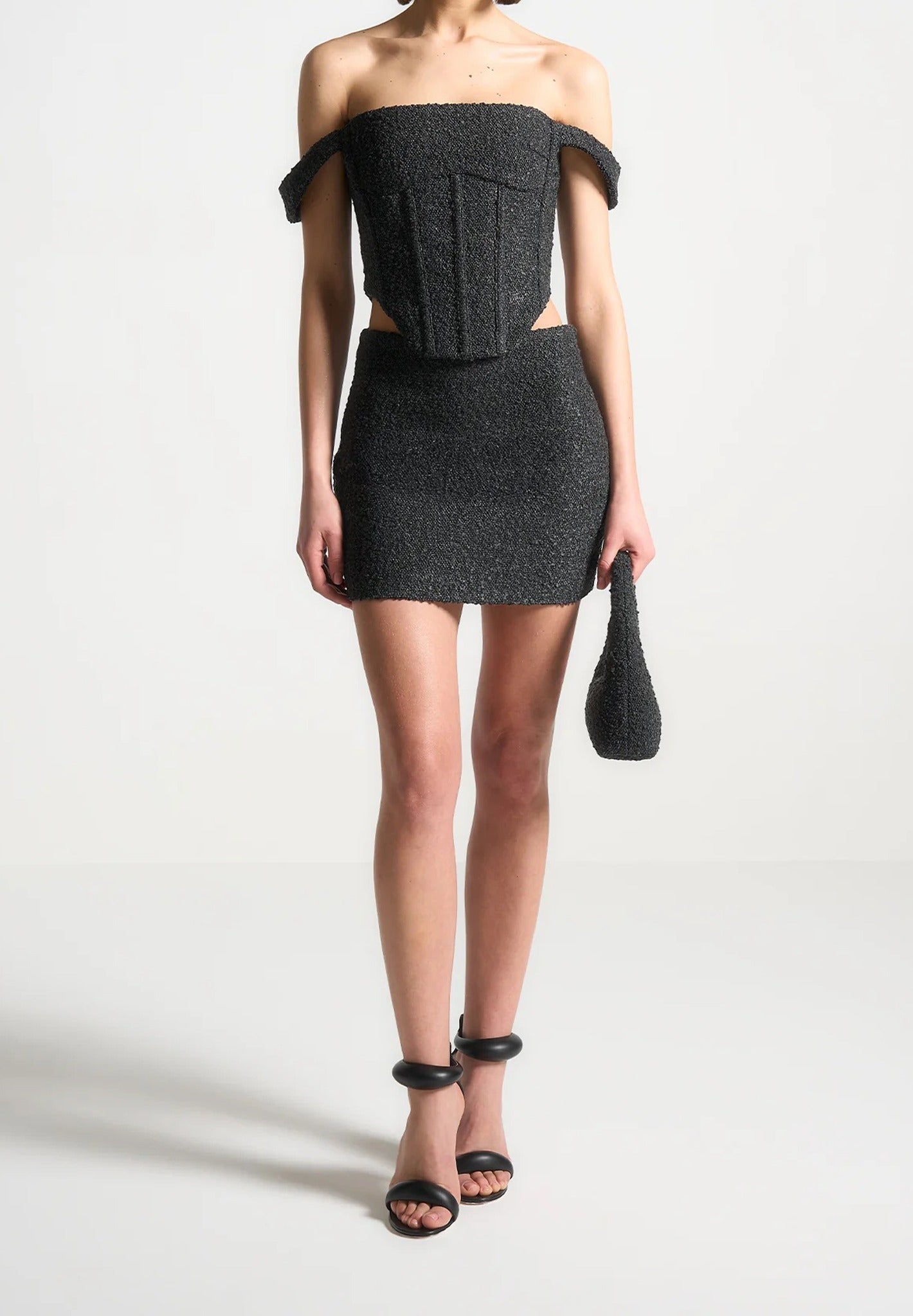 Bonnie - Boucle Bardot Corset Top - Black