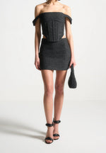 Bonnie - Boucle Bardot Corset Top - Black