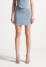 Boucle Denim Mini Skirt - Mid Blue