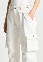 Mid Rise Cargo Pants - White