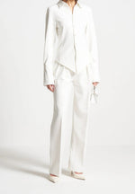 Julie - Pinstripe Twin Pleat Tailored Pants - White