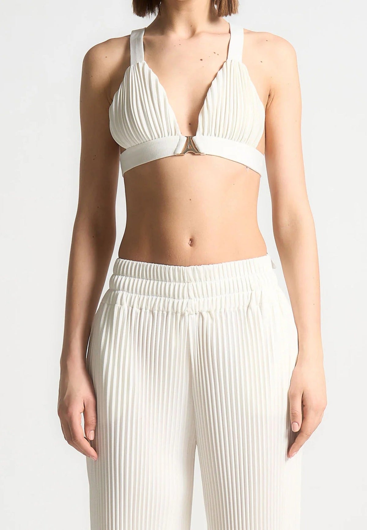 Pleated Eiffel Bralette - Off White