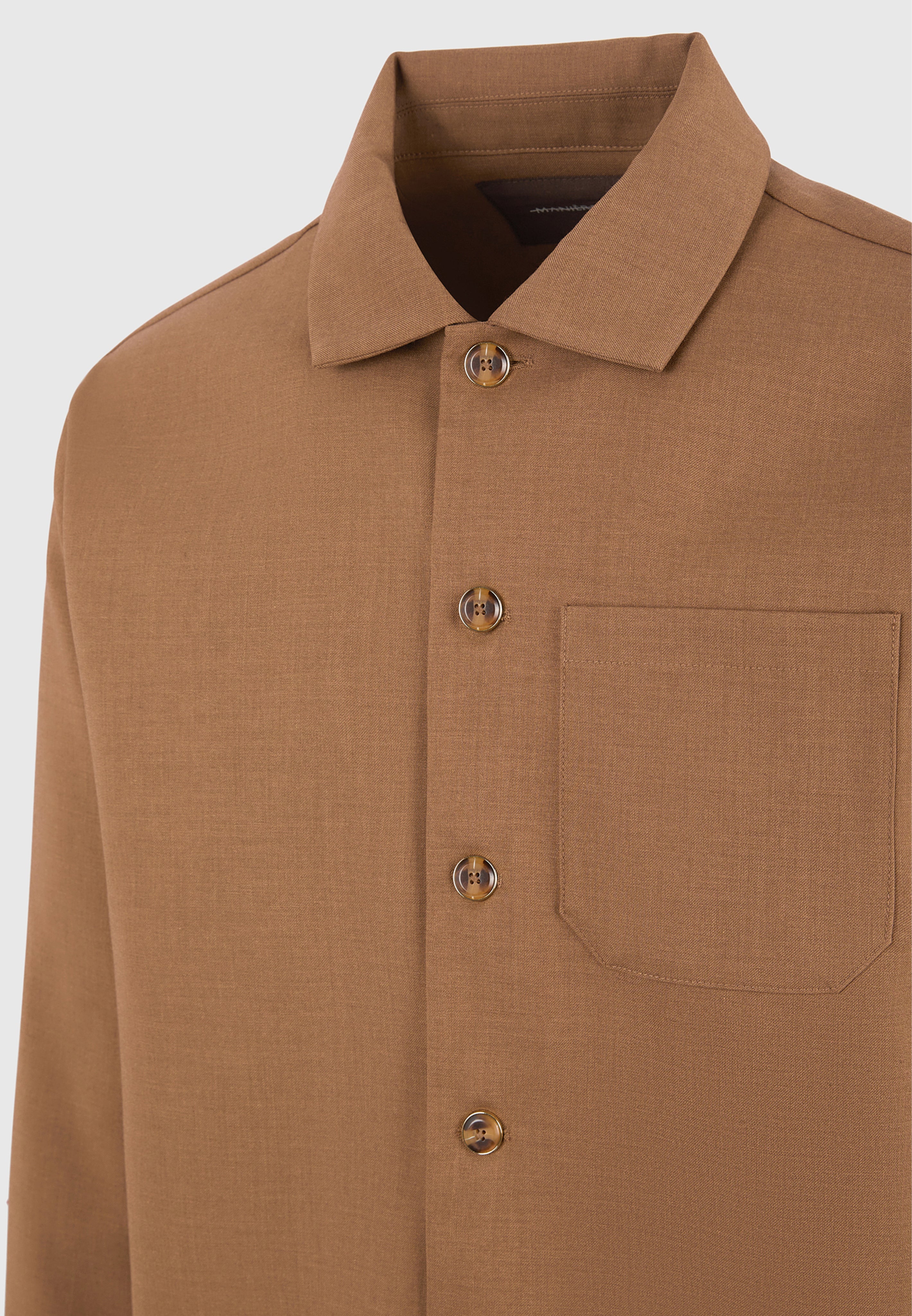 Valentin - Hatched Tailored Overshirt - Fawn