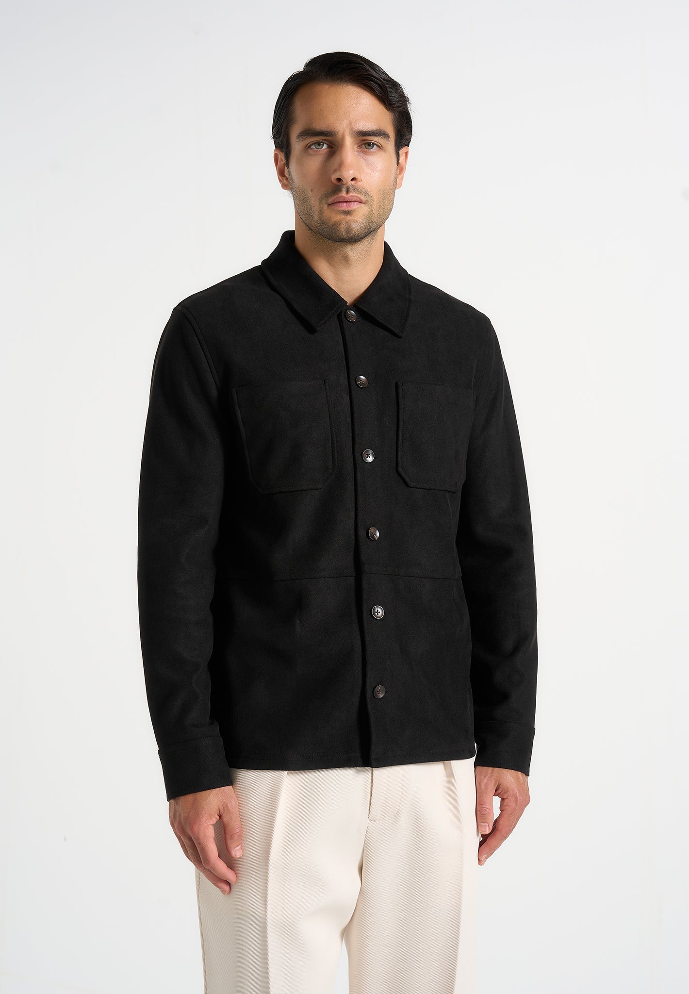 Thomas - Suede Long Sleeve Shirt - Black 