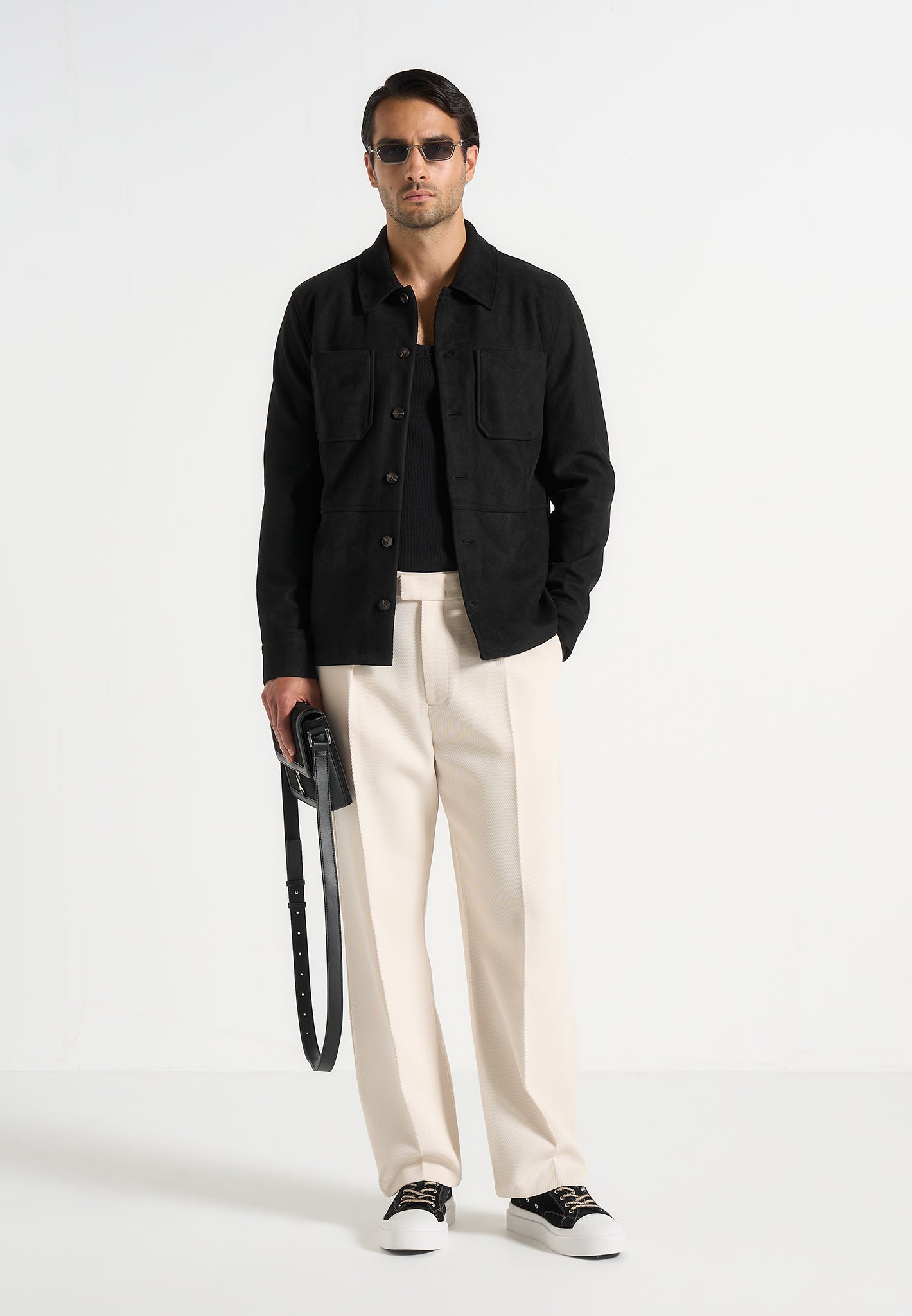 Thomas - Suede Long Sleeve Shirt - Black 