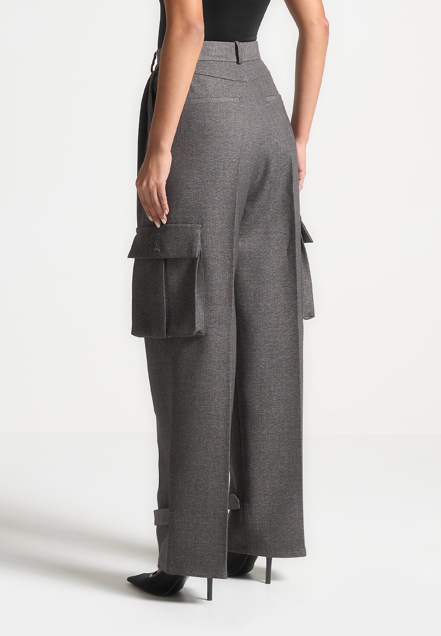 Pantalon de cargaison plissé sur mesure texturé - Marl gris