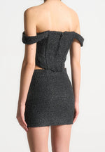 Bonnie - Boucle Bardot Corset Top - Black