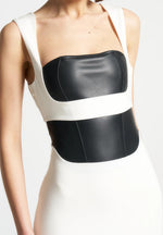Layered Corset Mini Dress - White/Black