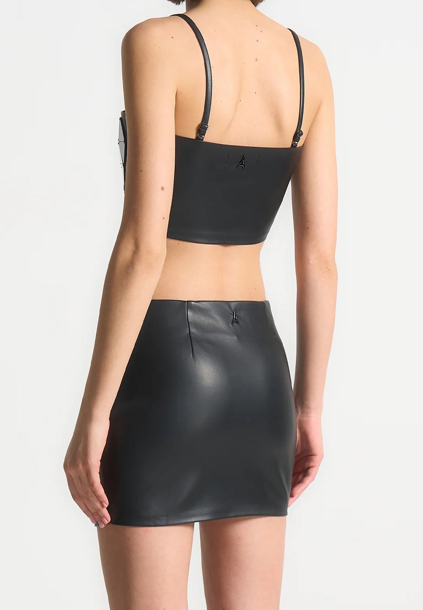 Leather Mirrored Bandeau Top - Black/Black
