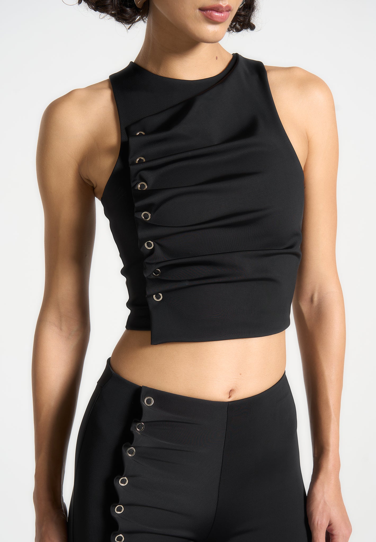 eyelet-detail-tacked-racer-top-black