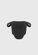 Bonnie - Boucle Bardot Corset Top - Black