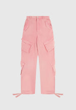 Anne - High Waisted Cargo Pants - Washed Pink