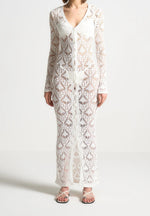 Knit Longline Cover Up Cardigan - Off White