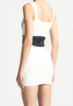 Layered Corset Mini Dress - White/Black