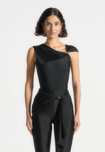 Bodysuit with Hardware Detail - Black