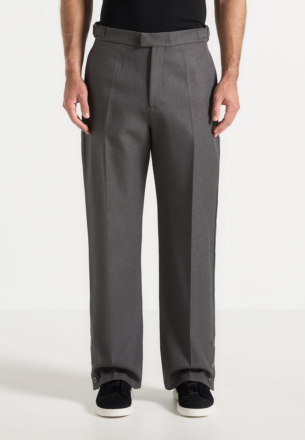 Boris - Relaxed Fit Tailored Button Cuff Trousers - Grey