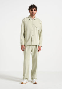 L⁠eo - Hatched Tailored Overshirt - Sage
